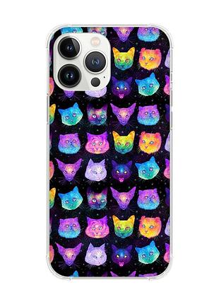 Чехол с утолщёнными углами на iphone 14 pro max :: кошки фон (принт 362)