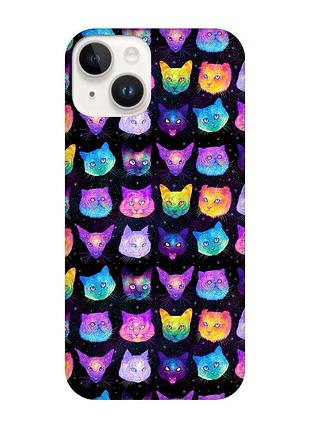 Матовий чохол з чорними боками на iphone 14 :: котики фон (принт 362)