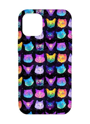 Матовый чехол с бирюзовыми боками на iphone 12 / 12 pro (6.1) :: кошки фон (принт 362)