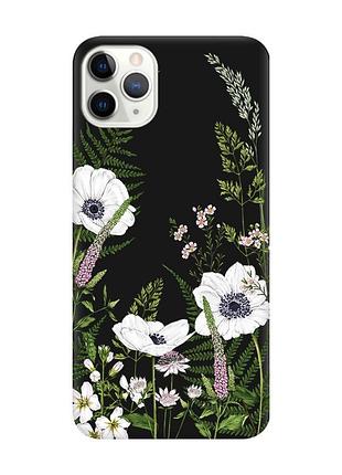 Матовый черный чехол на iphone 11 pro (5.8) :: цветы полевые (принт 363)