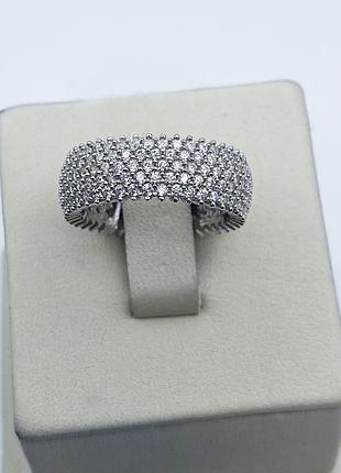 Кольцо серебряное с кубическим цирконием "дорожка" 18 4,69 г