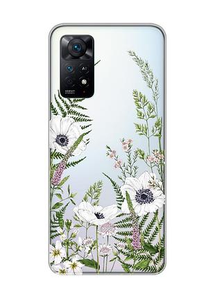 Прозрачный чехол на xiaomi redmi note 11 pro :: цветы полевые (принт 363)