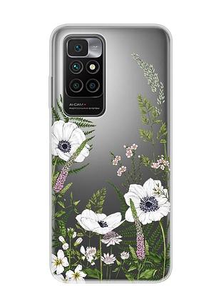 Прозрачный чехол на xiaomi redmi 10/10 (2022) :: цветы полевые (принт 363)