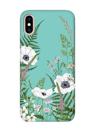 Матовий бірюзовий чохол на iphone xs max :: квіти польові (принт 363)