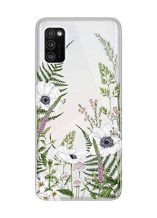 Прозрачный чехол на samsung galaxy a41 :: цветы полевые (принт 363)