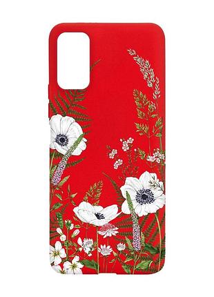 Матовий червоний чохол на xiaomi redmi note 11 4g квіти польові (принт 363)