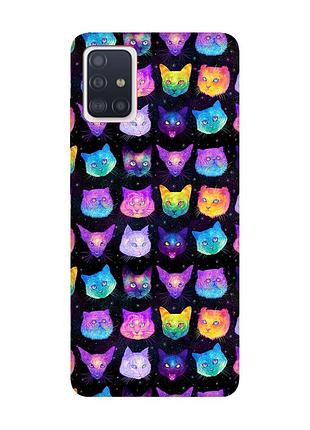 Матовий чохол з червоними боками на samsung galaxy a51 :: котики фон (принт 362)