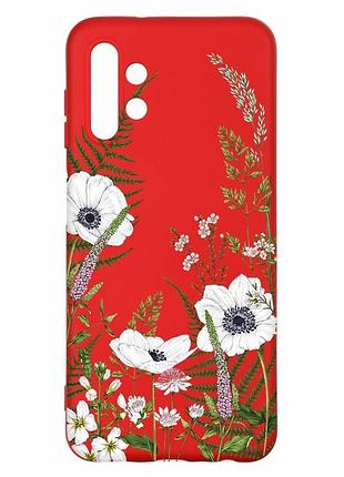 Матовий червоний чохол на samsung a13 4g квіти польові (принт 363)