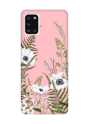 Матовий рожевий чохол на samsung galaxy a31 :: квіти польові (принт 363)