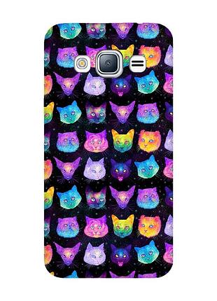 Матовий чохол з чорними боками на samsung galaxy j3 / j310 :: котики фон (принт 362)
