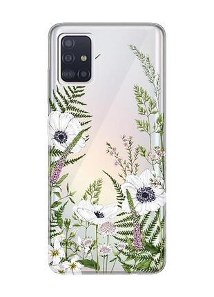 Прозорий чохол на samsung galaxy a71/a715 :: квіти польові (принт 363)