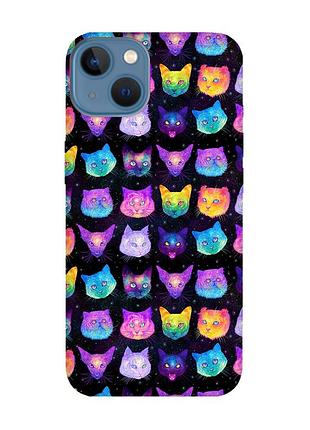 Матовый чехол с красными боками на iphone 13 :: кошки фон (принт 362)