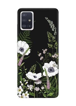 Матовий чорний чохол на samsung galaxy a51 :: квіти польові (принт 363)