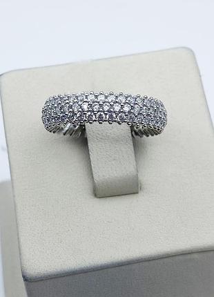 Кольцо серебряное с кубическим цирконием "дорожка" 17,5 3,91 г
