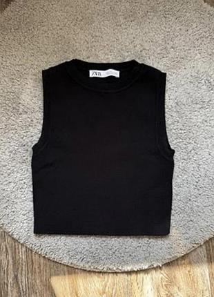 Чорний трикотажний топ zara 4