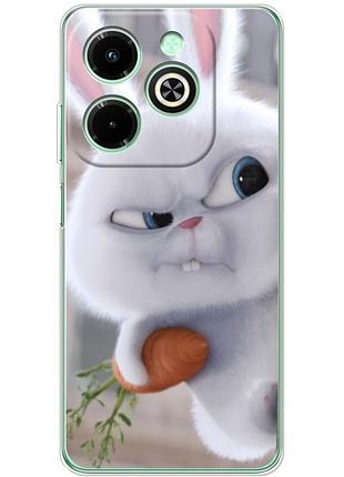 Чехол силиконовый с картинкой на infinix hot 40i (кролик снежок)