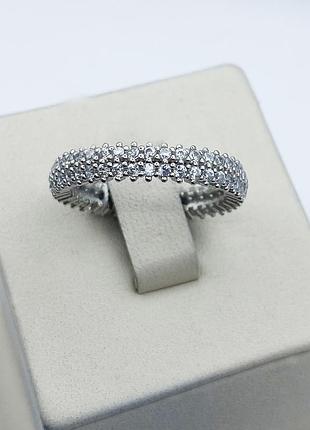 Кольцо серебряное с кубическим цирконием "дорожка" 17 2,85 г