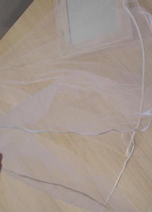 Фата белая двойная с окантовкой короткая с заколкой