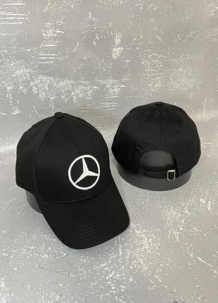 Кепка черная с белой вышивкой мерседес (mercedes-benz)