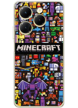 Чехол силиконовый с картинкой на infinix hot 40 (майнкрафт, minecraft)