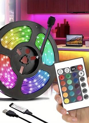 Світлодіодна led стрічка rgb 1 м від usb з пультом керування
