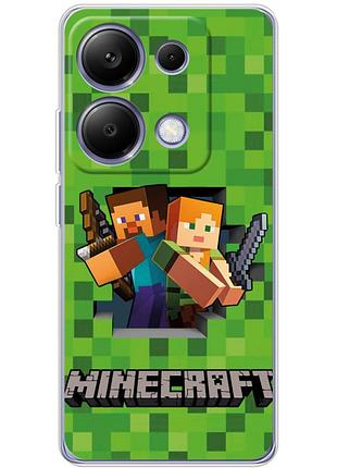 Чехол силиконовый с картинкой на xiaomi poco m6 pro (майнкрафт, minecraft)