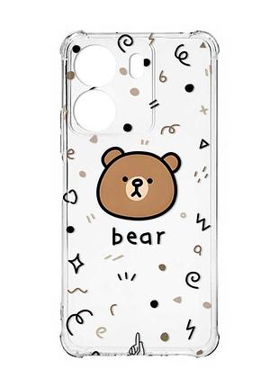 Чохол з потовщеними кутами на xiaomi redmi 13c :: ведмедик (принт 76)