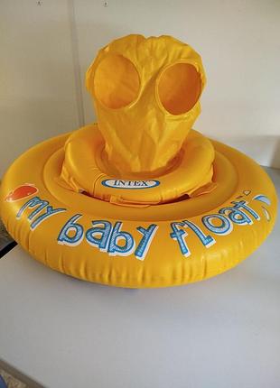 Детский надувной круг для плавания intex my baby float с капюшоном надувной круг