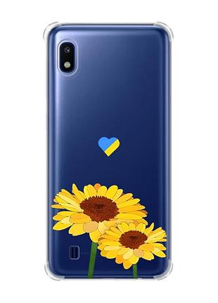 Чехол с утолщёнными углами на samsung galaxy a10 (2019)/a105 :: желтые цветы (принт 364)