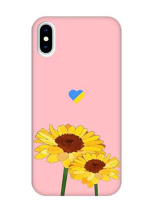 Матовий рожевий чохол на iphone x / xs :: жовті квіти (принт 364)