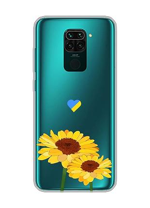 Прозрачный чехол на xiaomi redmi note 9 :: желтые цветы (принт 364)