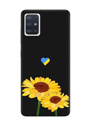 Матовий чорний чохол на samsung galaxy a51 :: жовті квіти (принт 364)