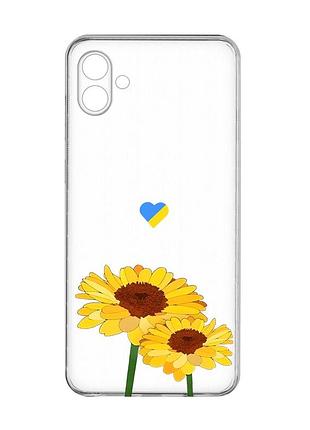 Прозорий чохол на samsung galaxy a04e/a042 :: жовті квіти (принт 364)
