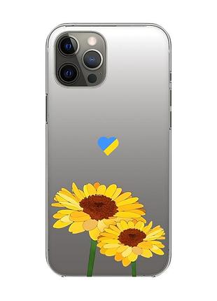 Прозорий чохол на iphone 12 pro max :: жовті квіти (принт 364)