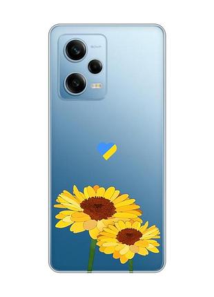 Прозрачный чехол на xiaomi redmi note 12 5g :: желтые цветы (принт 364)