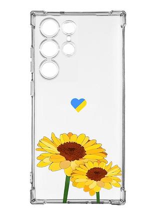 Чехол с утолщёнными углами на samsung galaxy s23 ultra :: желтые цветы (принт 364)