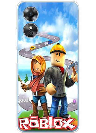 Чехол силиконовый с картинкой на oppo a17 (роблокс, roblox)