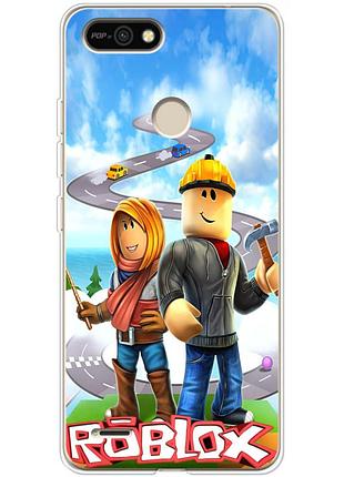 Чехол силиконовый с картинкой на tecno pop 2f (роблокс, roblox)
