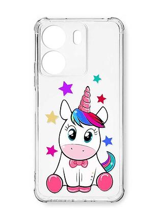 Чехол с утолщёнными углами на xiaomi redmi 13c :: единорог (принт 102)
