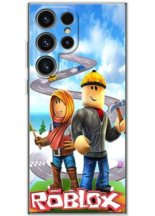 Чехол силиконовый с картинкой на samsung galaxy s24 ultra (роблокс, roblox)