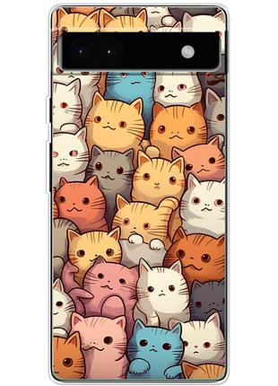 Чохол силіконовий з картинкою на google pixel 6a (котики)