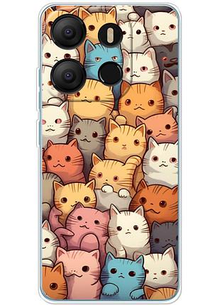 Чехол силиконовый с картинкой на tecno pop 7 (котики)