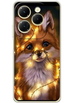 Чехол силиконовый с картинкой на infinix hot 40 (новогодний, лисичка)