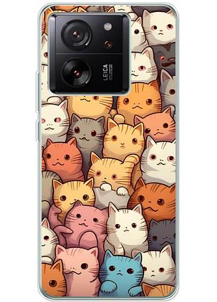 Чехол силиконовый с картинкой на xiaomi 13t (котики)