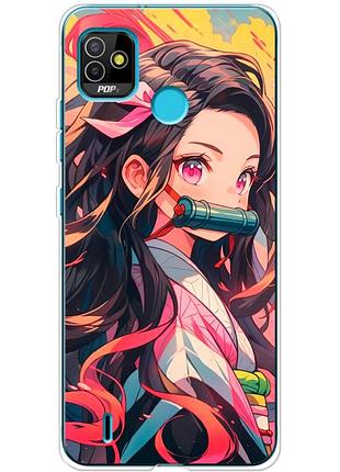 Чехол силиконовый с картинкой на tecno pop 5 (аниме, anime)