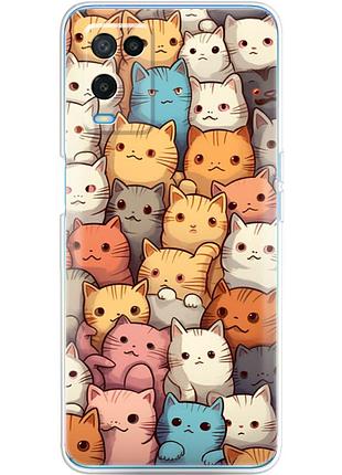 Чехол силиконовый с картинкой на oppo a54 (котики)