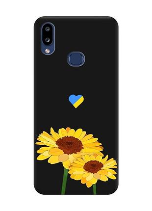 Матовий чорний чохол на samsung galaxy a10ѕ a107 :: жовті квіти (принт 364)