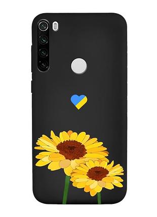 Матовий чорний чохол на xiaomi redmi note 8t :: жовті квіти (принт 364)