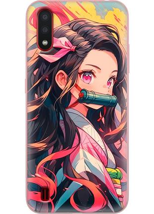 Чехол силиконовый с картинкой на samsung galaxy a01 (a015) (аниме, anime)