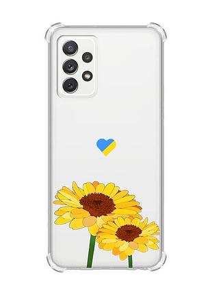 Чехол с утолщёнными углами на samsung galaxy a72 (a725) :: желтые цветы (принт 364)